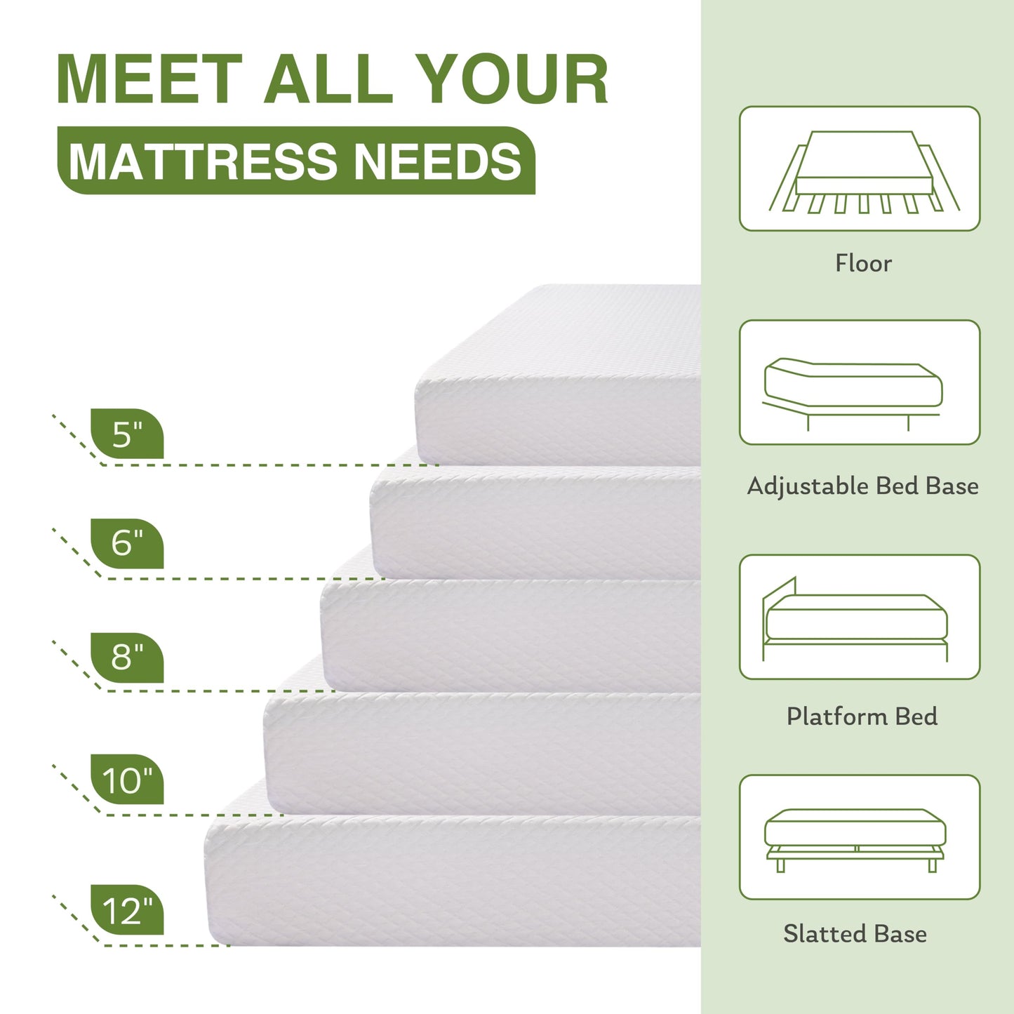 EGOHOME Full Size Memory Foam Mattress, 8 Inch Bed Mattress in A Box with Cooling Green Tea Gel, Pressure Relief with Medium Firm Support, CertiPUR-US Certified, 75''L x 54''W, ‎37.3 pounds White