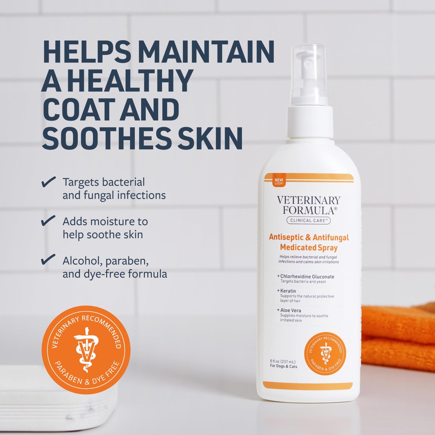 Veterinary Formula Clinical Care Antiseptic and Antifungal Medicated Shampoo for Dogs & Cats, 16 Fl Oz – Helps Alleviate Scaly, Greasy, red Skin – Paraben, Dye, Soap-Free (1 Pack)