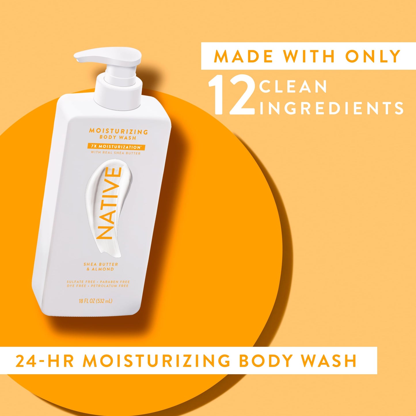 Native Moisturizing Body Wash Contains Naturally Derived Ingredients | for Women & Men, Sulfate, Paraben, & Dye Free Leaving Skin Soft & Hydrated | Cocoa Butter & Vanilla 18 oz