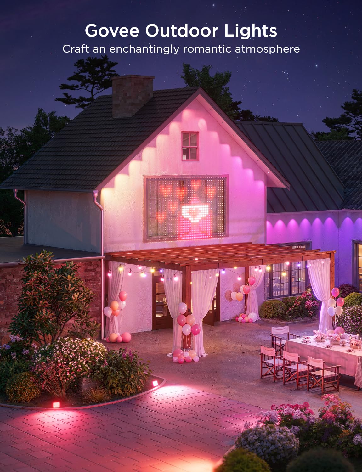 Govee Permanent Outdoor Lights 2, 150ft RGBIC Outdoor Lights with 108 LED Lights, IP67 Waterproof, 100 Scene Modes with 40lm White for Outdoor Decorations, Works with Alexa, Google Assistant, White