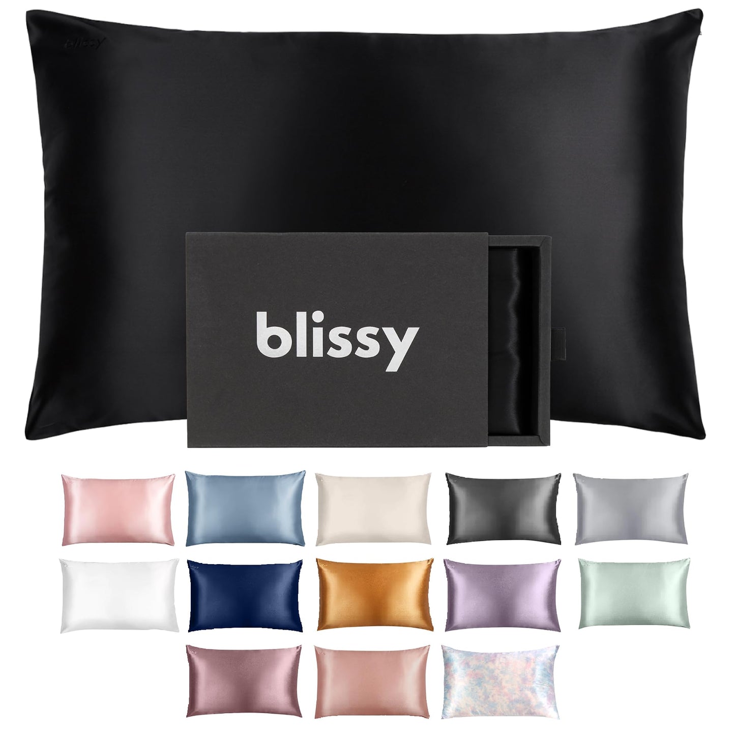 Blissy Silk Pillowcase - 100% Pure Mulberry Silk - 22 Momme 6A High-Grade Fibers - Silk Pillow Cover for Hair & Skin - Regular, Queen & King (Blissy White, Standard)