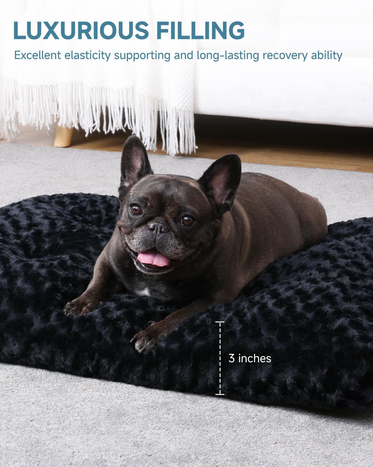 KSIIA Washable Dog Bed Deluxe Plush Dog Crate Beds Comfy Kennel Pad Anti-Slip Pet Sleeping Mat for Large, Jumbo, Medium, Small Dogs Breeds, 35" x 23", Gray