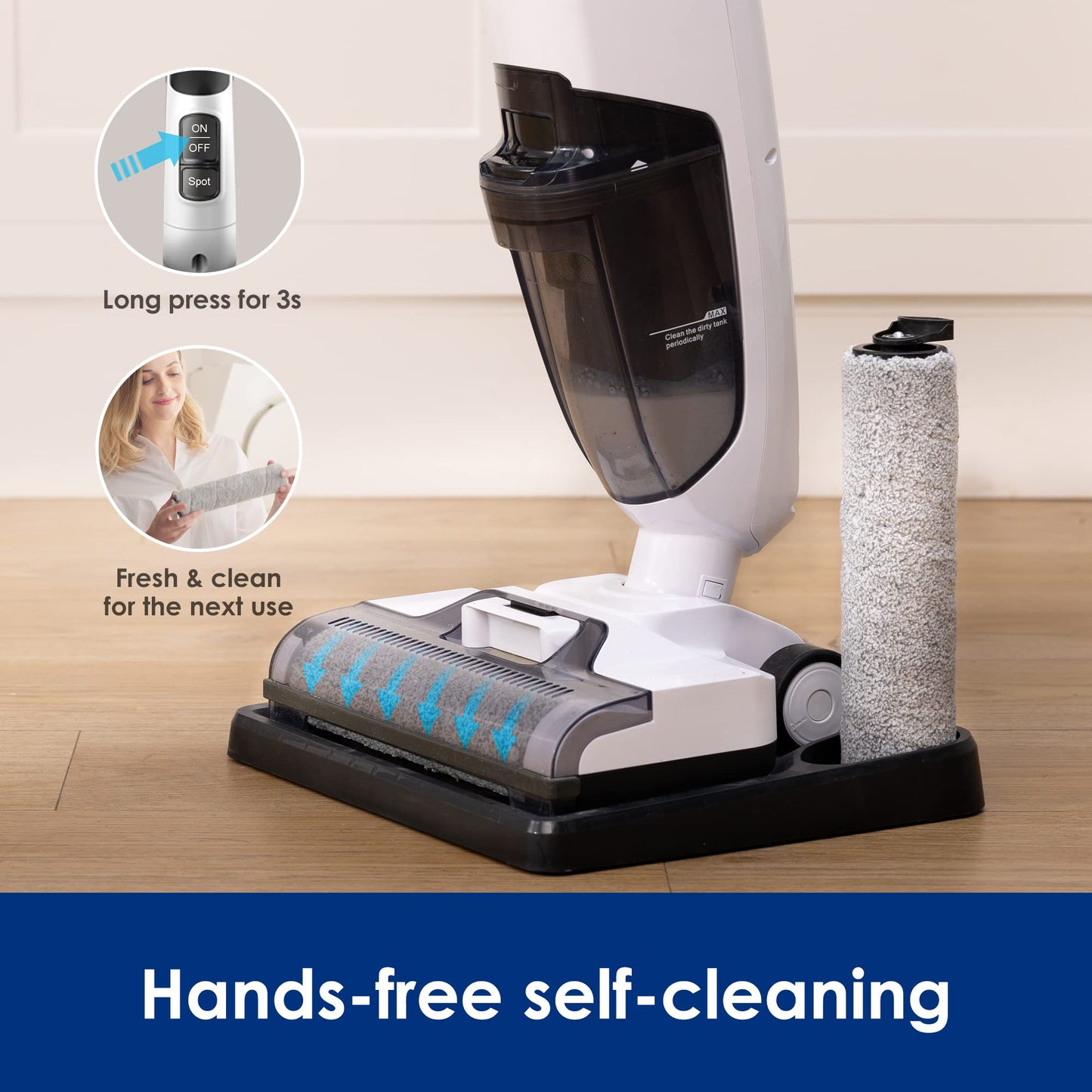 Tineco iFLOOR 3 Breeze Complete Wet Dry Vacuum Cordless Floor Cleaner and Mop One-Step Cleaning for Hard Floors