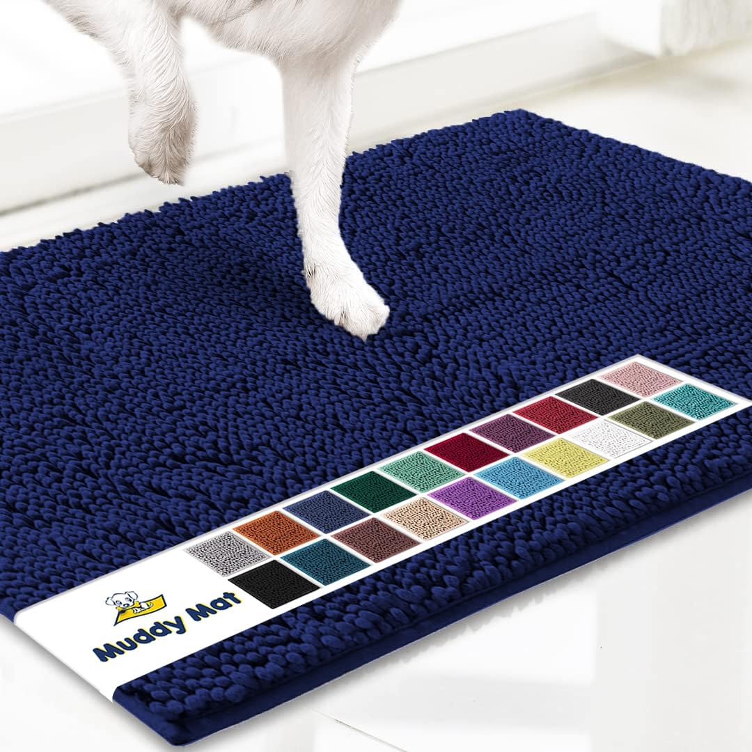 Muddy Mat® Shown on TV Super Absorbent Microfiber Dog Door Mat for Muddy Paws, Non-Slip Washable Pet Rug, Quick Dry Chenille Entryway Carpet, Machine Washable Indoor Outdoor mat, Grey 30"x19"