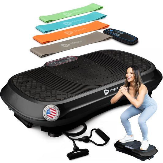 Lifepro Waver Vibration Plate Exercise Machine for Lymphatic Drainage, Muscle Activation, Full-Body Workout Vibrating Platform with Loop Bands, Fitness Equipment for Strength Toning & Fat Loss