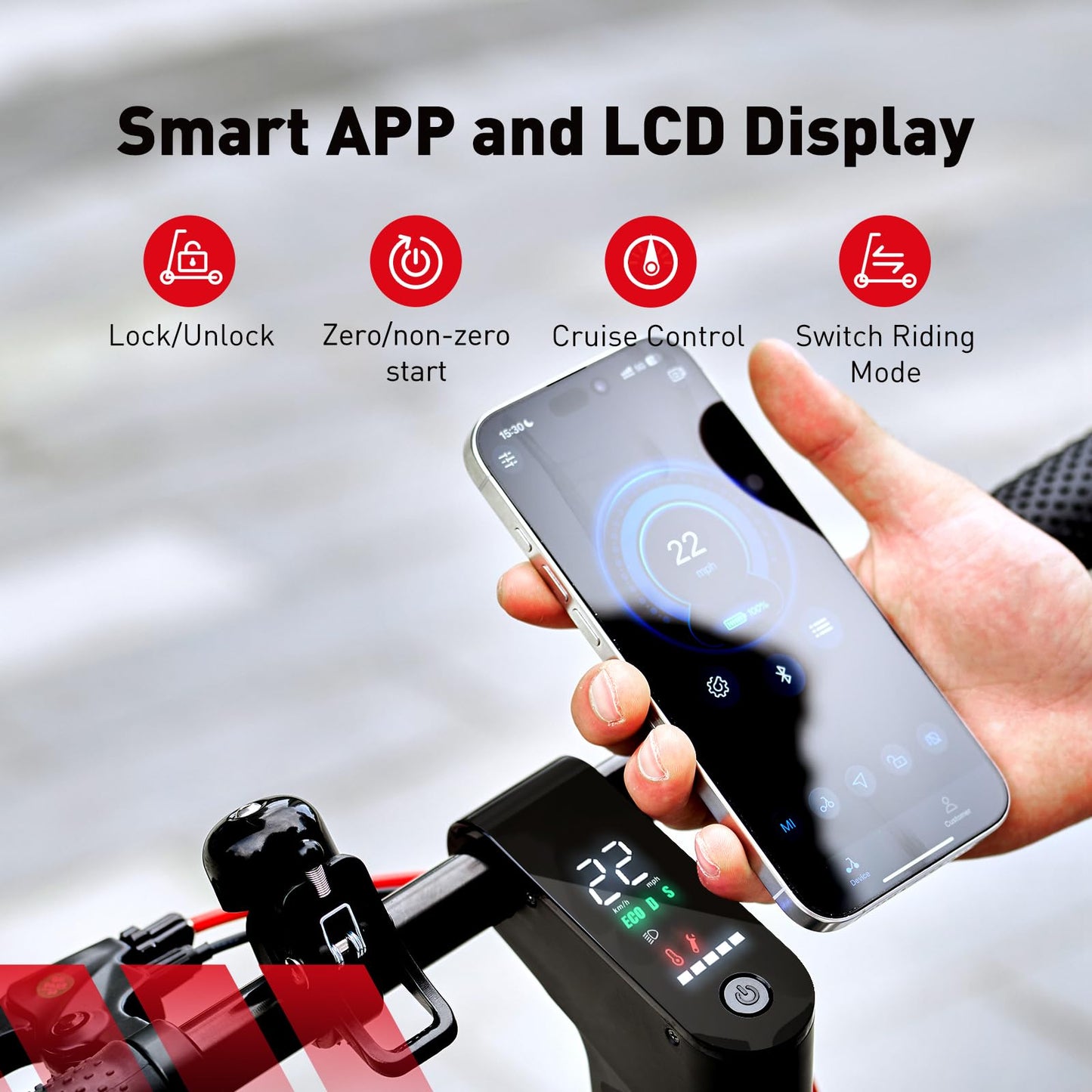 iScooter Electric Scooter Adults & Big Kids, 500/650 Peak Power, Up to 15/18/25 Miles Range, 19/22/25 MPH Top Speed, Cruise Control, Dual Braking System, Foldable E Scooter for Commuting & Campus Use