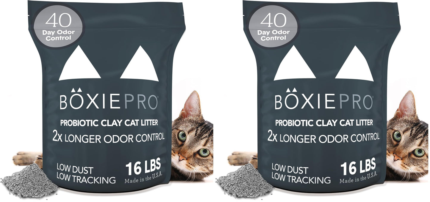 Boxie Probiotic Cat Litter, 40 Day Odor Control, Clumping Clay Kitty Litter, Odor Eliminating Probiotics, Dust-Free, No Fragrances No Fillers, 16 lb