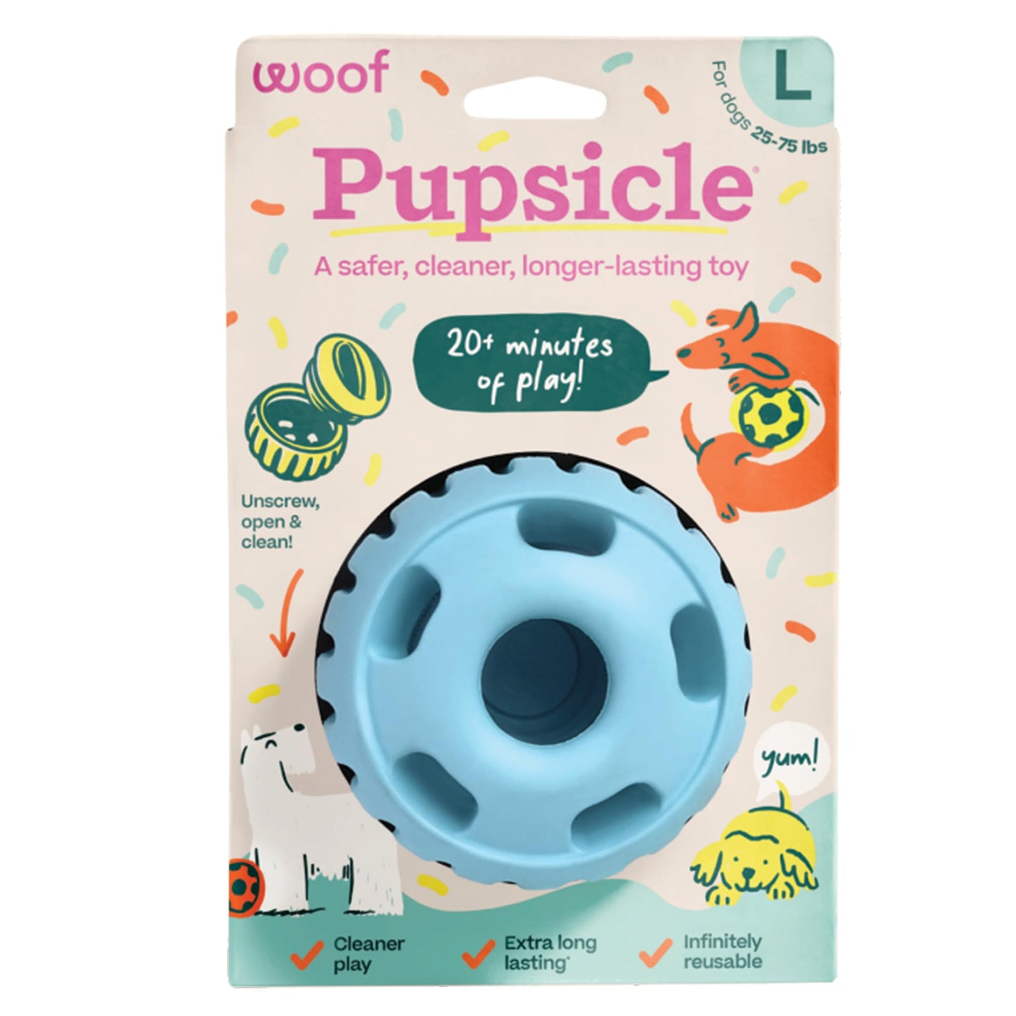 WOOF Pupsicle - Long-Lasting Interactive Dog Toy to Keep Your Pup Busy and Distracted - Safe for Dogs - Low-Mess Design - Dog Toys for Medium and Large Dogs 25-75 lbs