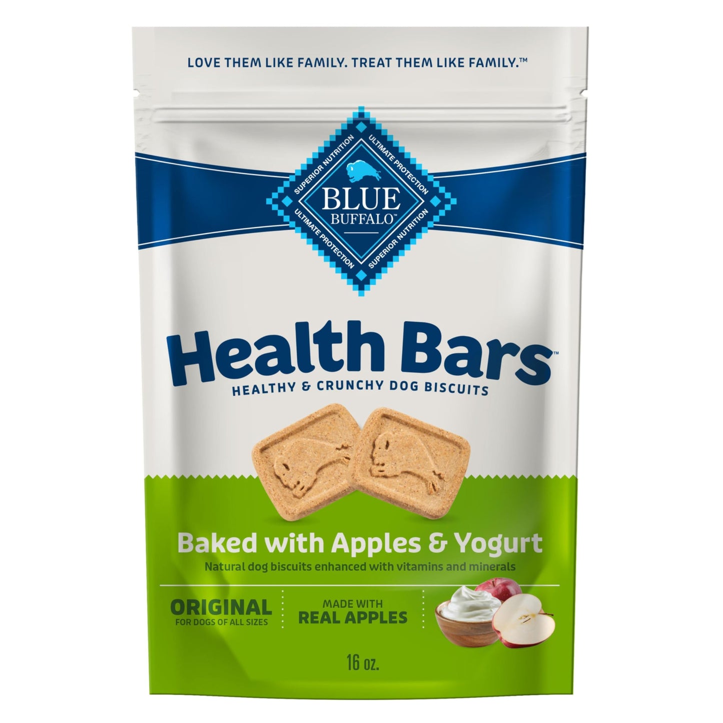 Blue Buffalo Health Bars Crunchy Dog Biscuits, Oven-Baked With Natural Ingredients, Pumpkin & Cinnamon, 16-oz Bag