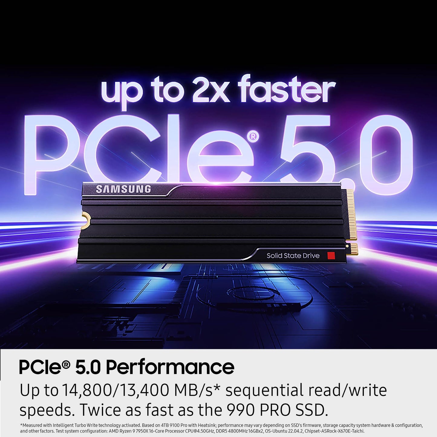 Samsung SSD 9100 PRO 4TB, PCIe 5.0x4 M.2 2280, Seq. Read Speeds Up to 14,800MB/s, Best for AI Computing, Gaming, and Heavy Duty Workstations (MZ VAP4T0B/AM)