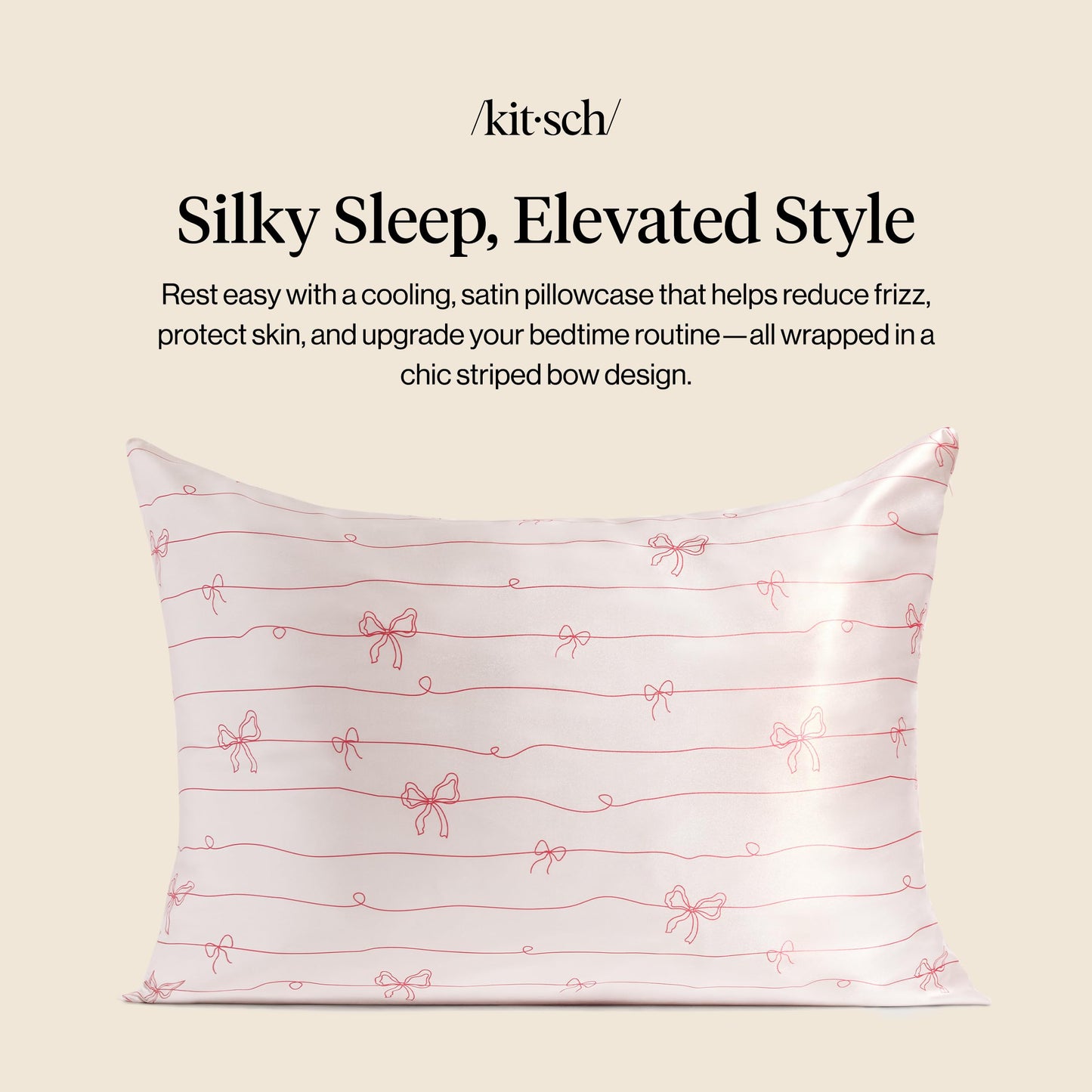 Kitsch Satin Pillowcase, Softer Than Silk Pillow Cases Queen, Cooling Pillow Covers, Satin Pillowcase w/Zipper for Hair, Skin & Quality Sleep, Wrinkle-Free & Smooth, Queen Size 19"x26", Cherry Print