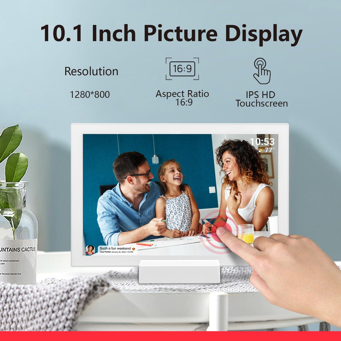 32GB FRAMEO 10.1 Inch Smart WiFi Digital Photo Frame 1280x800 IPS LCD Touch Screen, Auto-Rotate Portrait and Landscape, Built in 32GB Memory, Share Moments Instantly via Frameo App from Anywhere