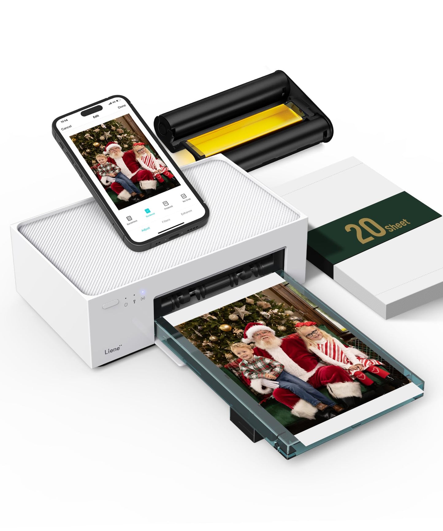 Liene M100 4x6'' Photo Printer, Phone Printer 100 Sheets & 3 Cartridges, Full-Color Photo, Portable Instant Photo Printer for iPhone Android, Thermal Dye Sublimation, Wi-Fi Picture Printer 100 Papers