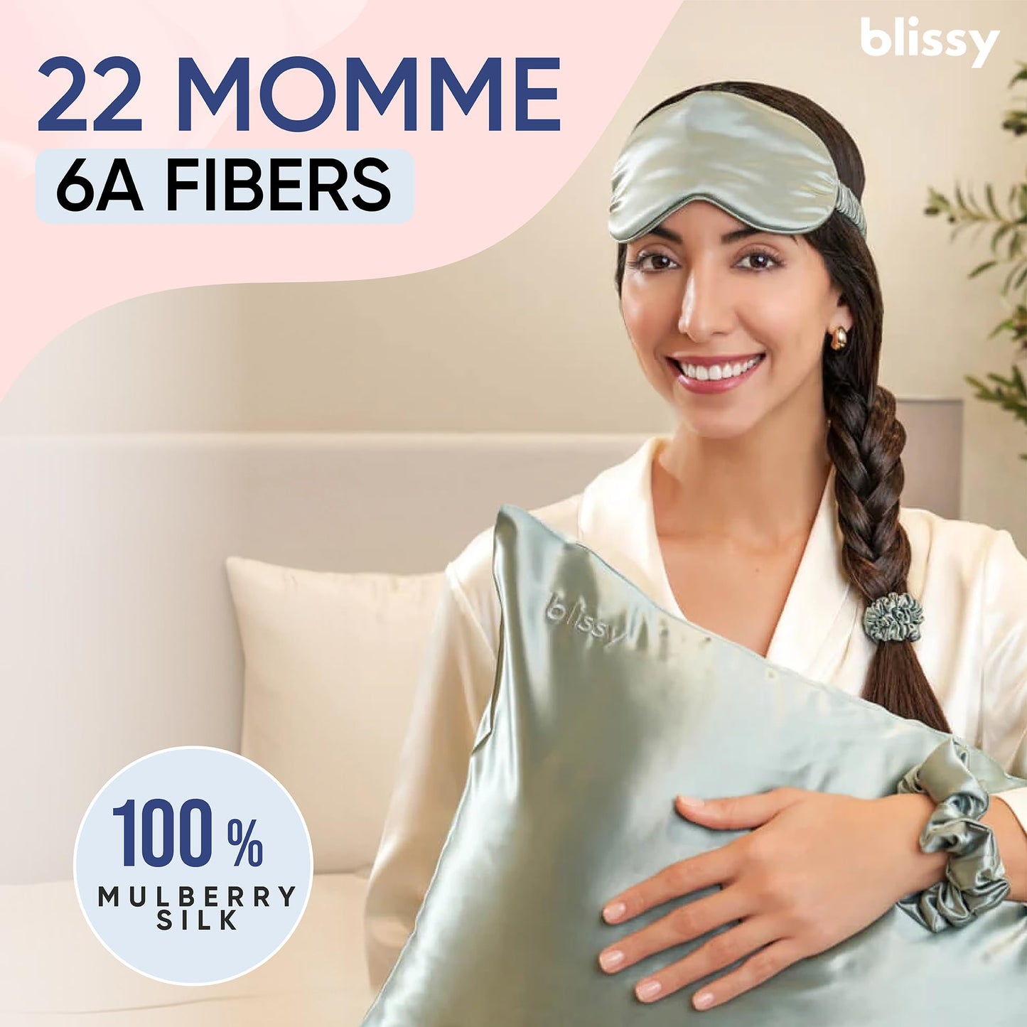 Blissy Silk Pillowcase - 100% Pure Mulberry Silk - 22 Momme 6A High-Grade Fibers - Silk Pillow Cover for Hair & Skin - Regular, Queen & King (Blissy White, Standard)