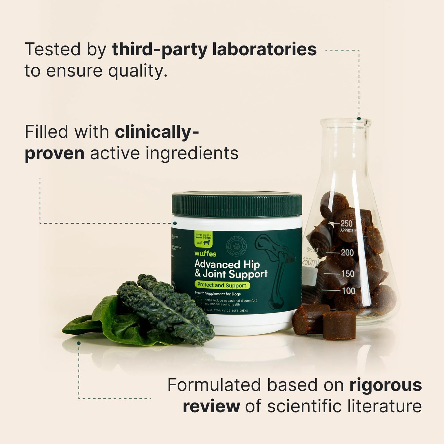 Wuffes Chewable Dog Hip & Joint Supplement - Glucosamine & Chondroitin Chews - Dog Joint Supplements & Vitamins - Extended Joint Care (Large Breed (Over 65 lbs), 90 Chews (Pack of 3))