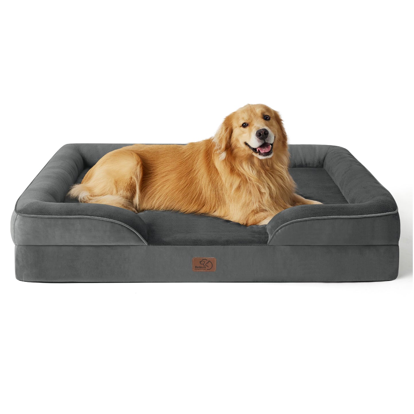 Bedsure Orthopedic Dog Beds Large Sized Dog - Washable Large Dog Cat Bed Waterproof, Comfort Dogs Couch Sofa with Washable Removable Cover, Pet Bed with Nonskid Bottom, Grey, 35"
