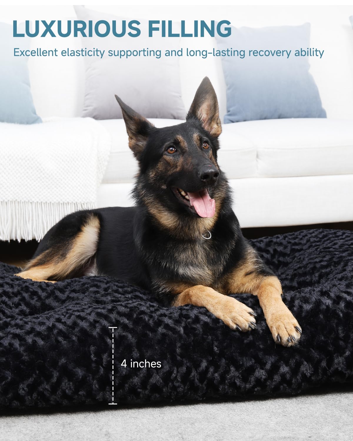 KSIIA Washable Dog Bed Deluxe Plush Dog Crate Beds Comfy Kennel Pad Anti-Slip Pet Sleeping Mat for Large, Jumbo, Medium, Small Dogs Breeds, 35" x 23", Gray