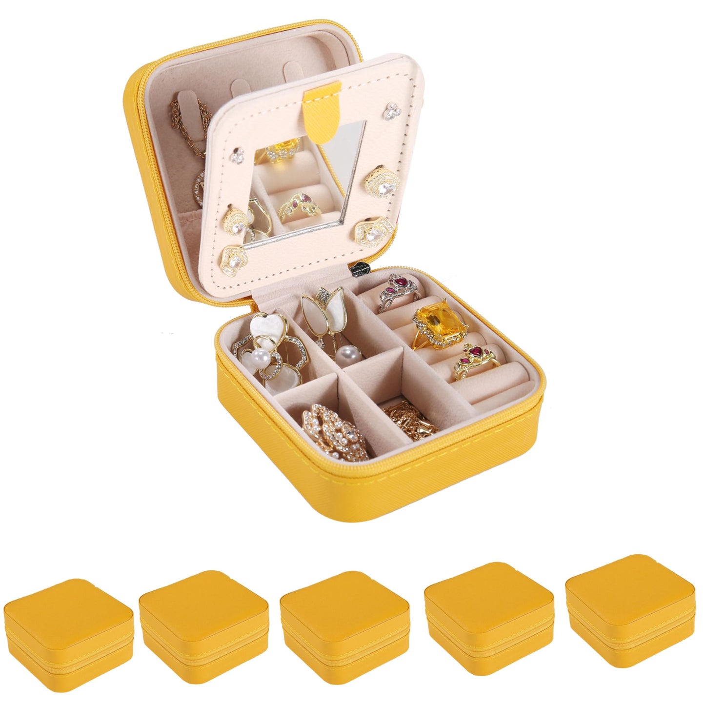 KElofoN Travel jewelry case Travel jewelry box Travel Jewelry Organizer Small box Gift for Girls Women with Mirror(Green)