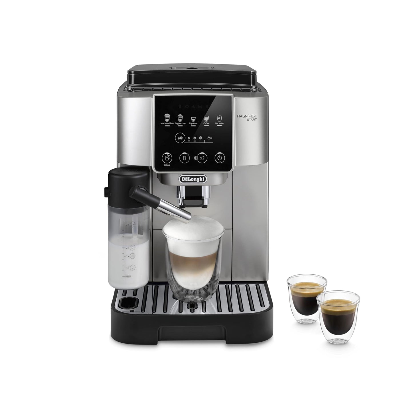 De'Longhi Magnifica Plus Fully Automatic Espresso Machine - Brew 18+ One Touch Coffee Recipes for up to 4 User Profiles, Automatic Milk Steam Wand & Built-in Grinder, Touchscreen Display