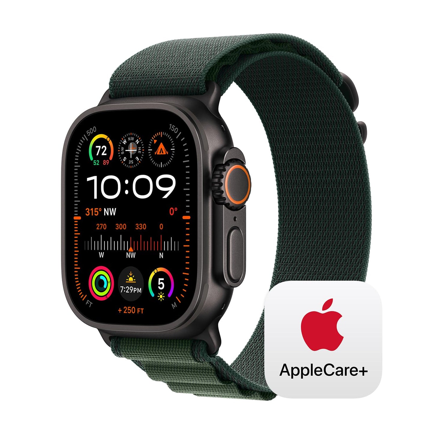 Apple Watch Ultra 2 [GPS + Cellular 49mm] Smartwatch, Sport Watch with Black Titanium Case with Dark Green Alpine Loop - M. Fitness Tracker, Precision GPS, Action Button, Carbon Neutral