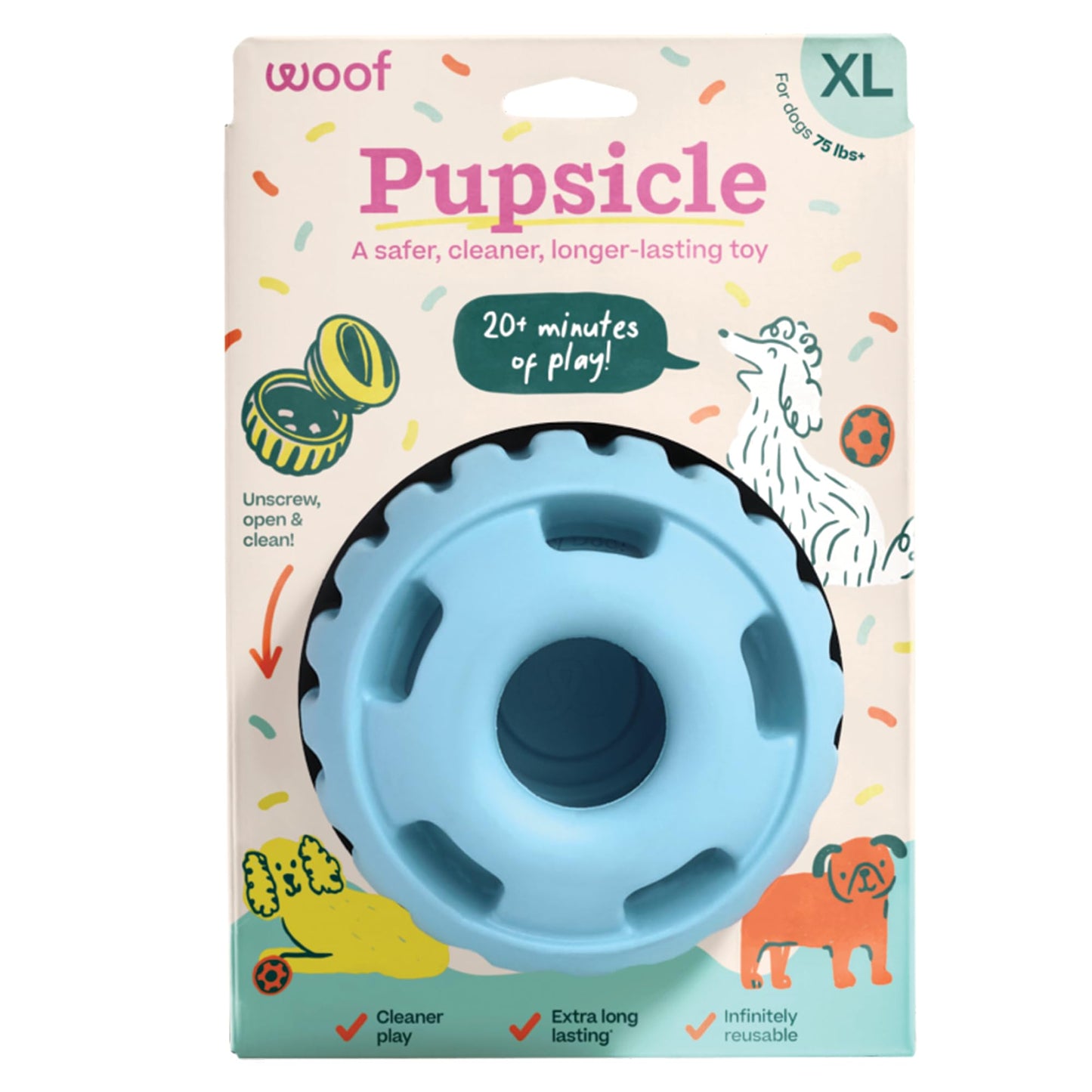 WOOF Pupsicle - Long-Lasting Interactive Dog Toy to Keep Your Pup Busy and Distracted - Safe for Dogs - Low-Mess Design - Dog Toys for Medium and Large Dogs 25-75 lbs