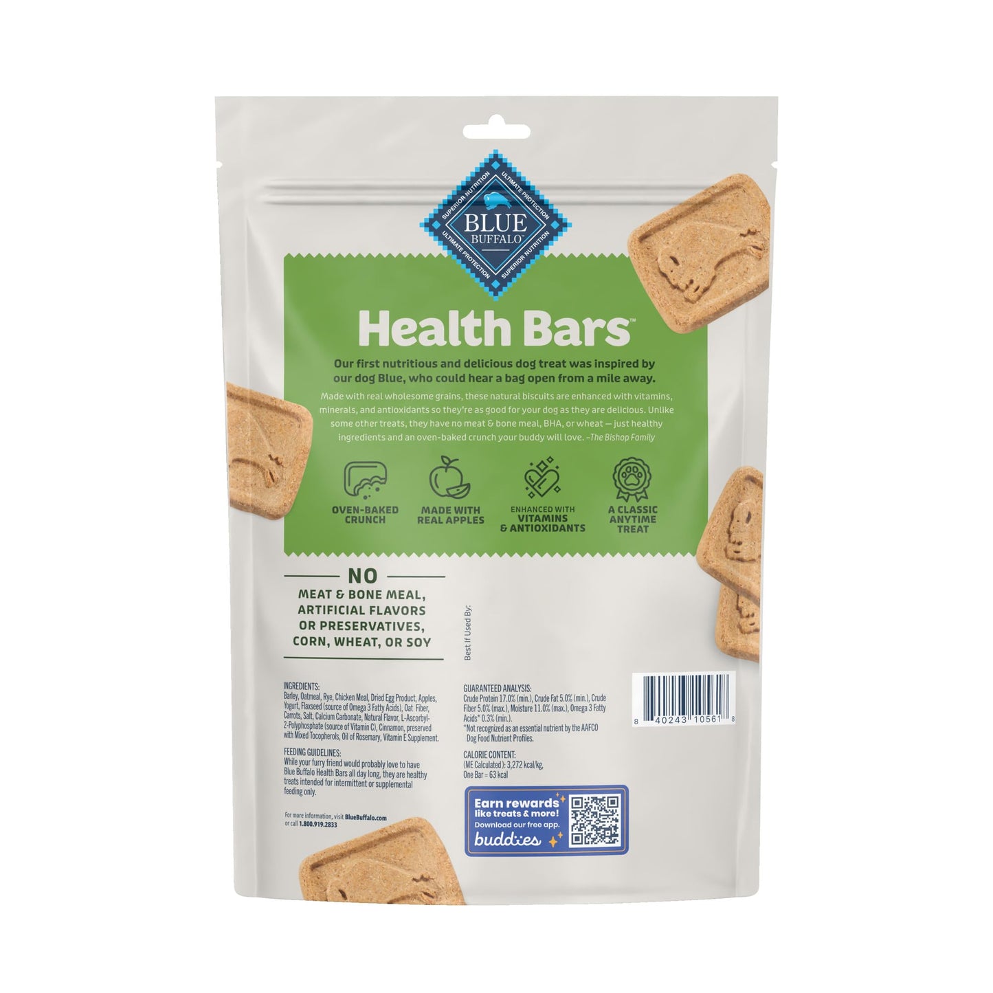 Blue Buffalo Health Bars Crunchy Dog Biscuits, Oven-Baked With Natural Ingredients, Pumpkin & Cinnamon, 16-oz Bag