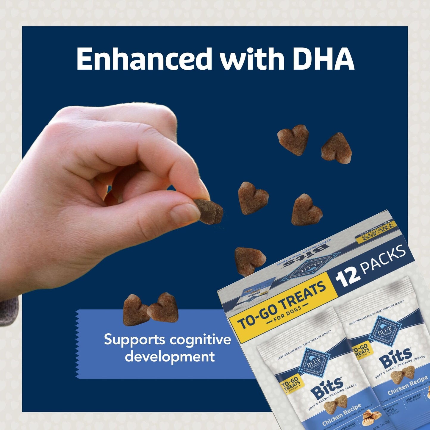 Blue Buffalo Bits Soft Dog Treats for Training, Made With Natural Ingredients & Enhanced with DHA, Chicken Recipe, 19-oz Bag