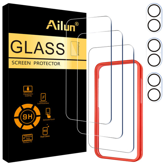 Ailun 3 Pack Screen Protector for iPhone 17 Pro Max [6.9 inch] + 3 Pack Camera Lens Protector with Installation Frame,Dynamic Island Compatible,Case Friendly[Not for iPhone 17/17 Pro/iPhone Air]