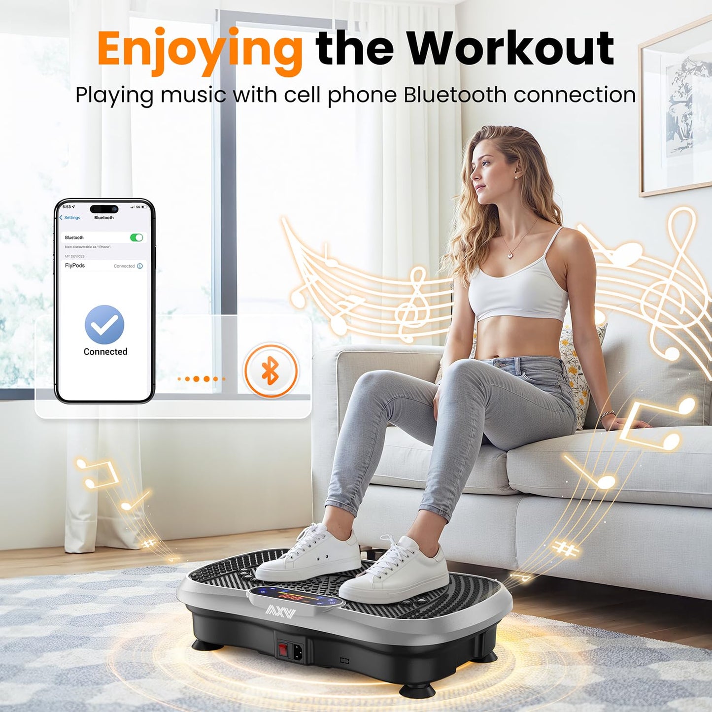 AXV Vibration Plate Fitness Platform Exercise Machine Vibrating Shaking Full Body Shaker Workout Vibrate Stand Shake Board Sport Gym for Weight Loss Fat Burner for Women Men