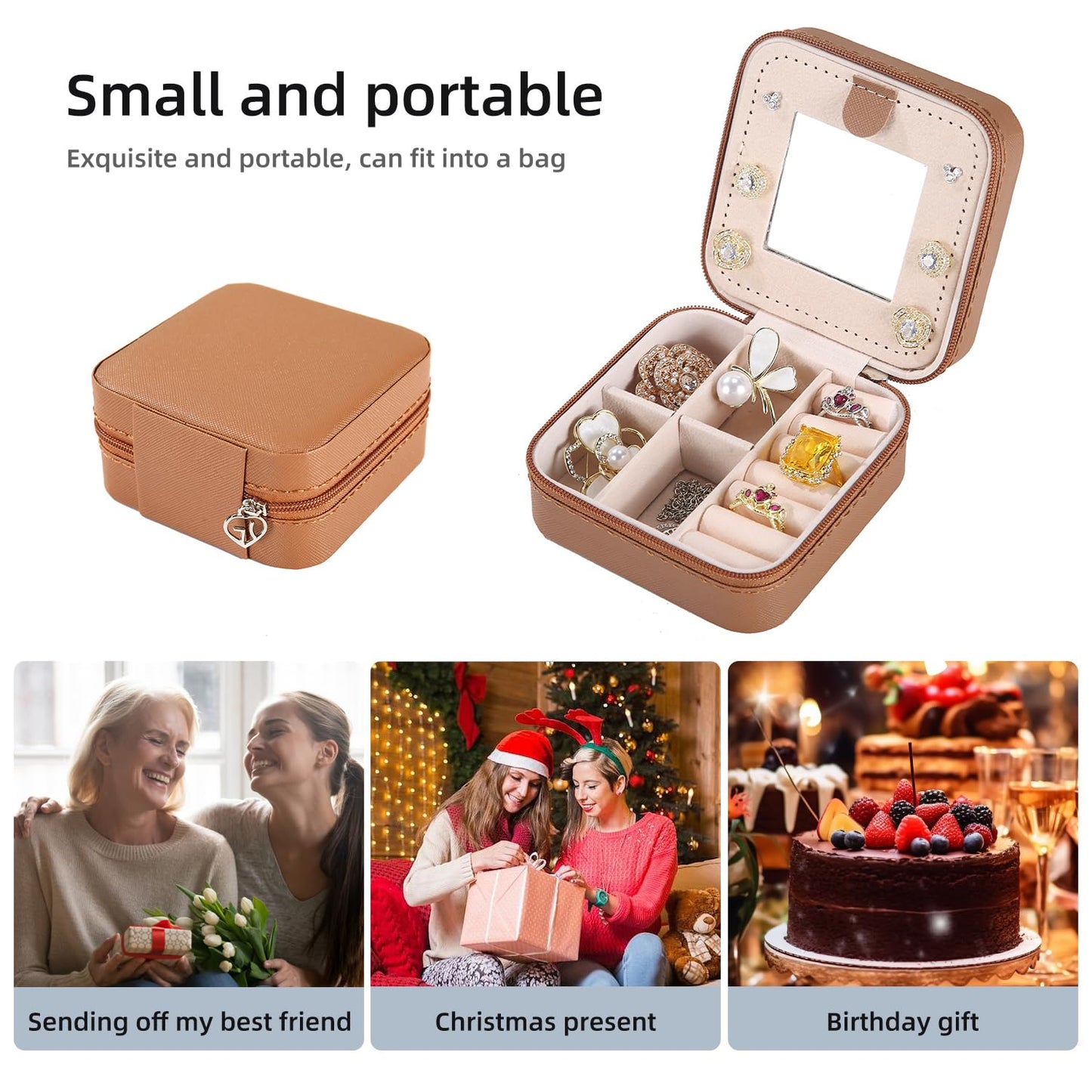 KElofoN Travel jewelry case Travel jewelry box Travel Jewelry Organizer Small box Gift for Girls Women with Mirror(Green)