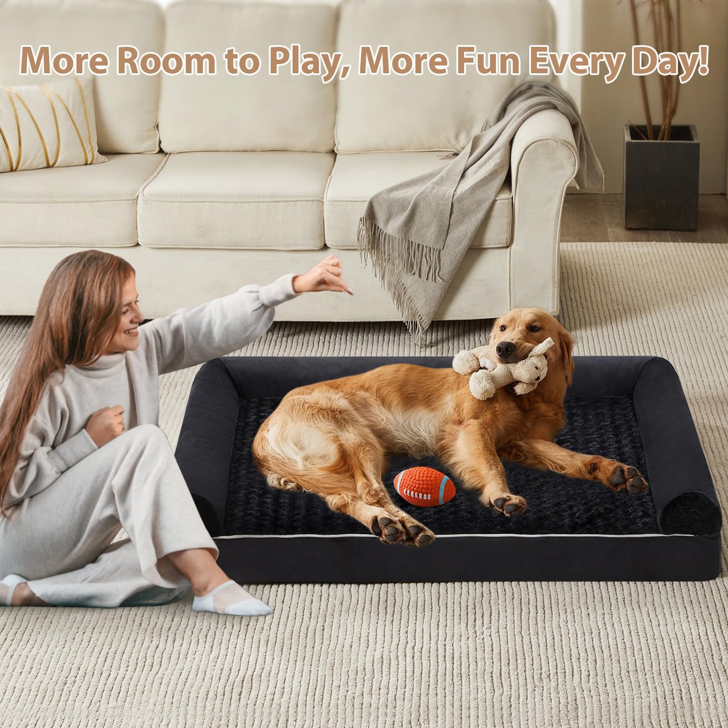 BFPETHOME Dog Beds for Large Dogs, Orthopedic Dog Bed for Medium Large Dogs,Big Waterproof Couch Pet Bed with Removable Washable Cover