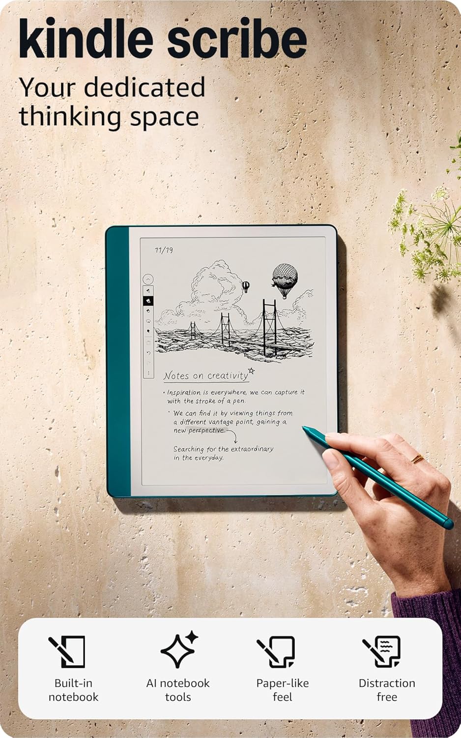 Amazon Kindle Scribe (32GB) - Your notes, documents and books, all in one place. With built-in AI notebook summarization. Includes Premium Pen - Tungsten