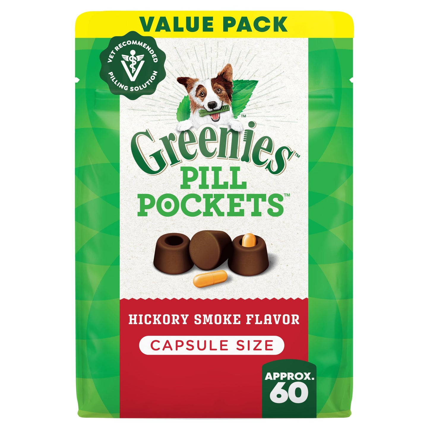 Greenies Pill Pockets for Dogs Large Size, Soft Dog Treats, with Real Peanut Butter, 15.8 oz. Pouch (60 Treats)