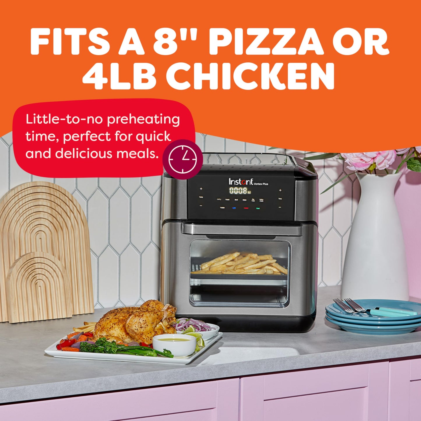 Instant Pot 4Qt VORTEX 6-in-1 Mini Air Fryer, Custom Program Options, Air Fry, Broil, Roast, Dehydrate, Bake, Reheat, Black, 4 Quarts