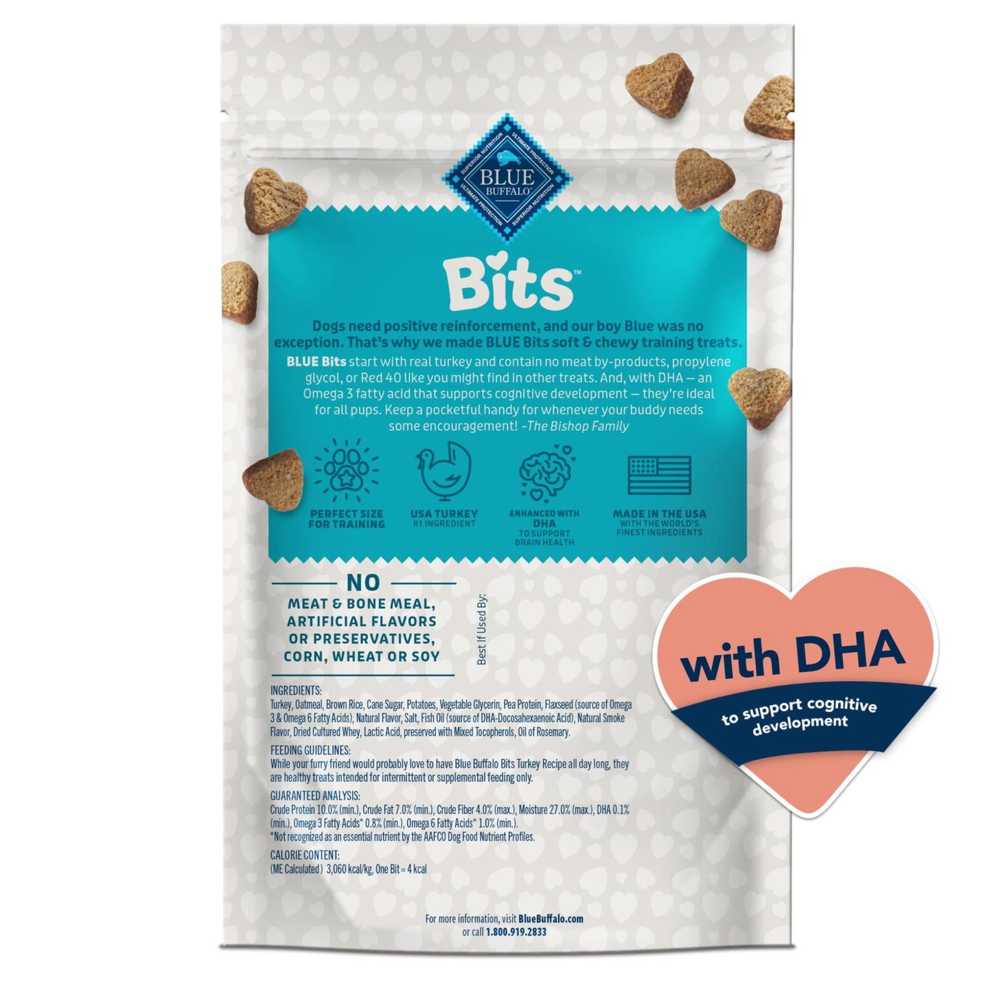 Blue Buffalo Bits Soft Dog Treats for Training, Made With Natural Ingredients & Enhanced with DHA, Chicken Recipe, 19-oz Bag
