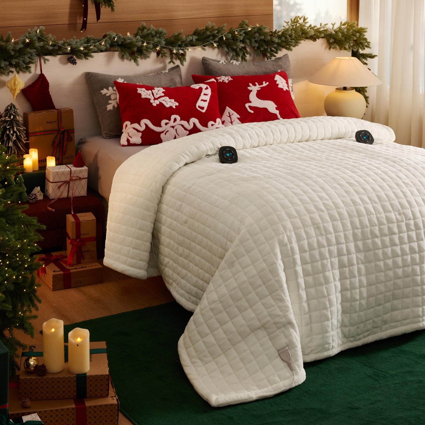 Bedsure Electric Blanket King Size - Dual Control Heated Weighted Blanket King with 10 Heat Settings, Fast Heating with 10 Time Settings (100x90 inches, Ivory)