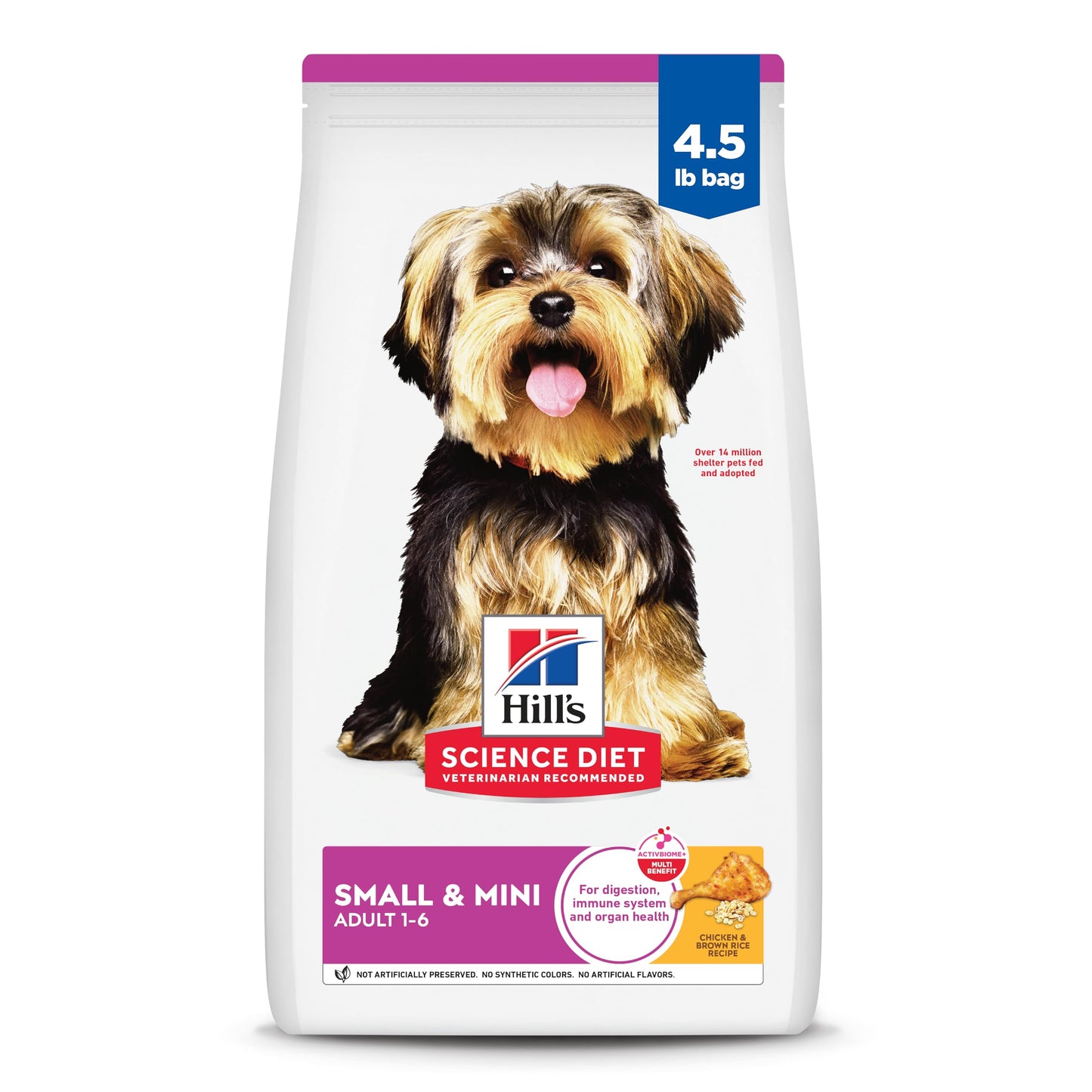 Hill's Science Diet Small & Mini, Adult 1-6, Small & Mini Breeds Premium Nutrition, Dry Dog Food, Chicken & Brown Rice, 4.5 lb Bag