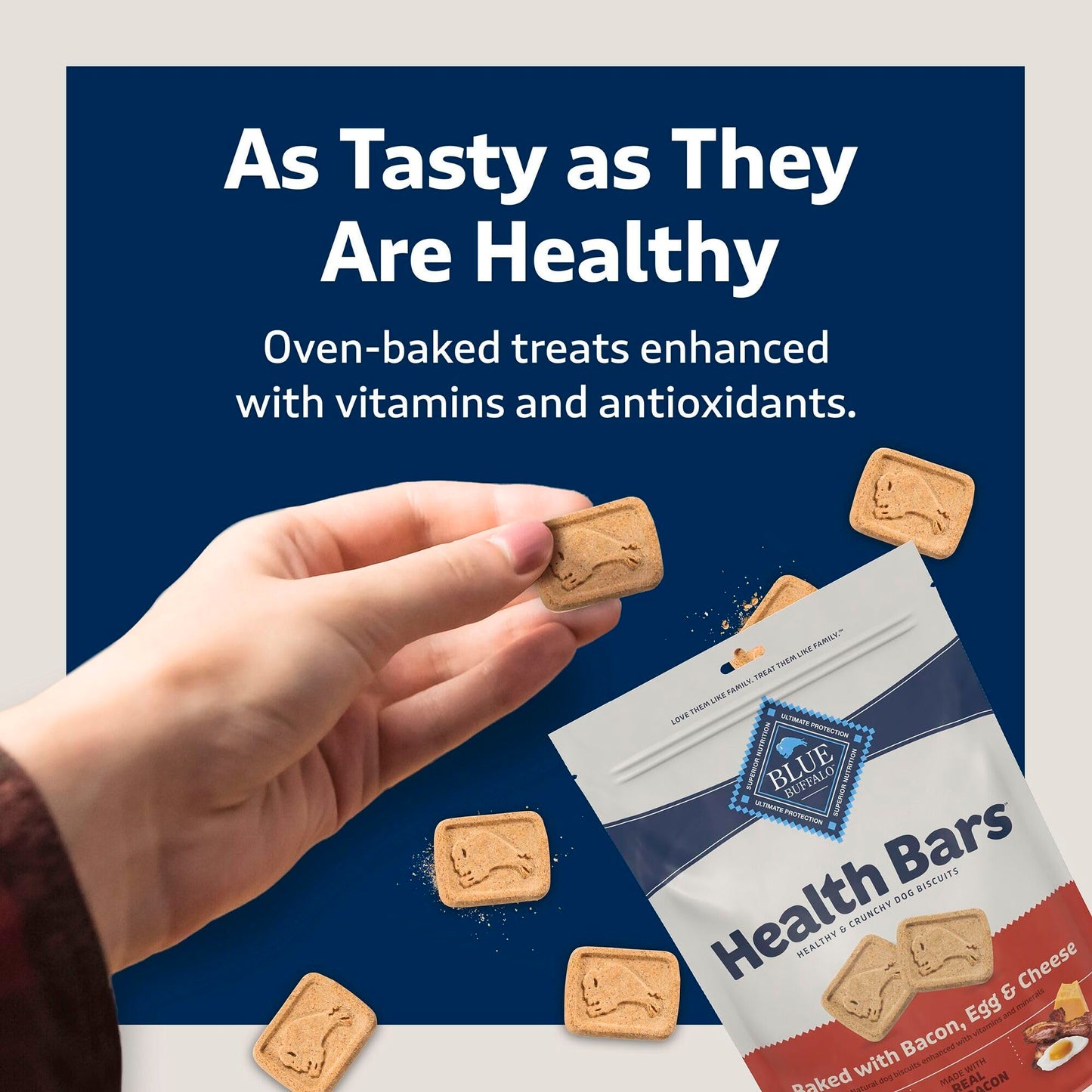 Blue Buffalo Health Bars Crunchy Dog Biscuits, Oven-Baked With Natural Ingredients, Pumpkin & Cinnamon, 16-oz Bag
