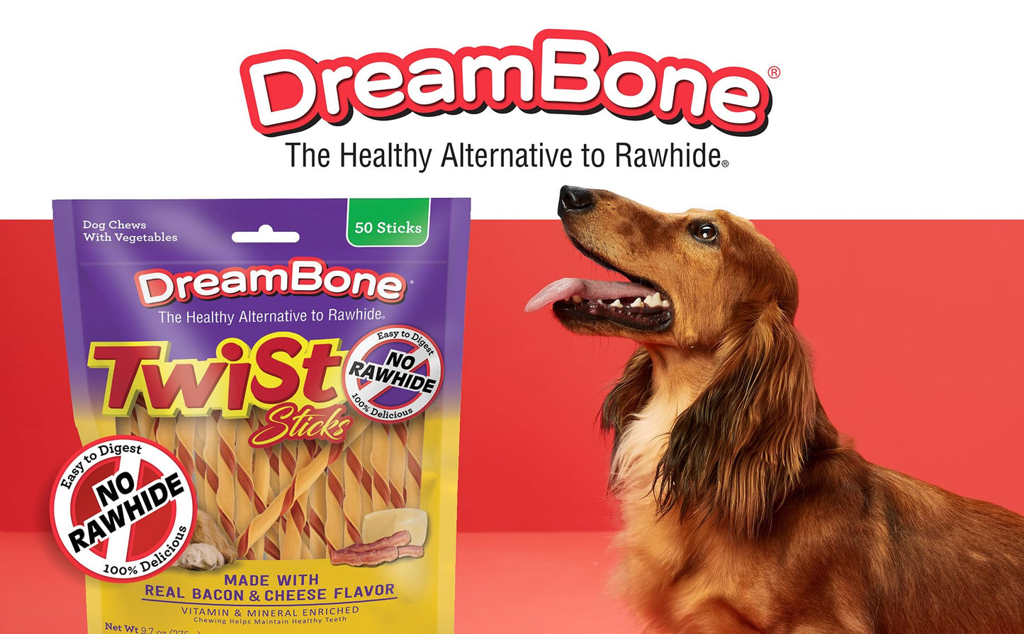 DreamBone Twist Sticks, Made With Real Chicken, Rawhide-Free Chews for Dogs, 50 Count
