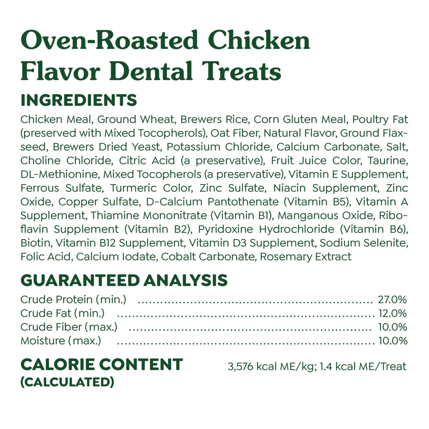 Greenies Feline Adult Dental Cat Treats, Oven Roasted Chicken Flavor, 9.75 oz. Tub