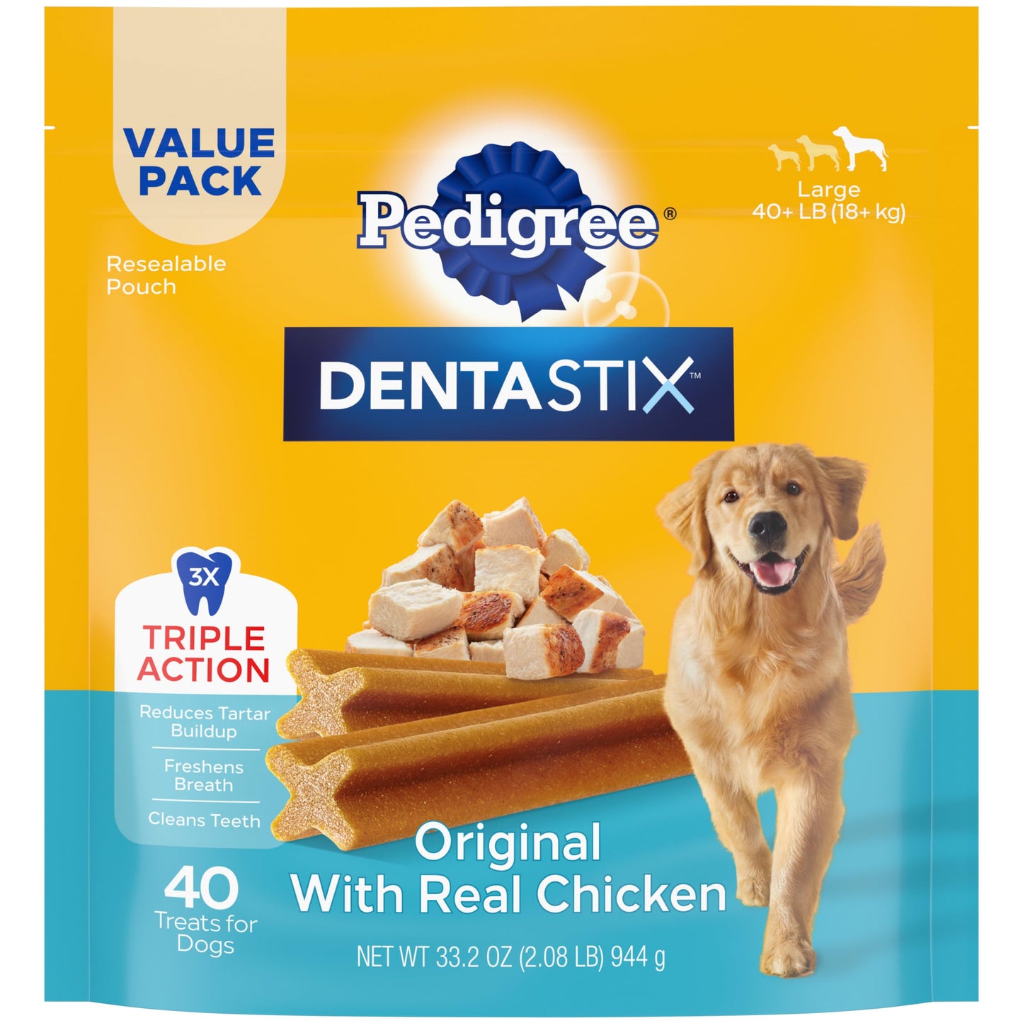 Pedigree Dentastix Large Breed Dog Treats, Fresh Flavor, 1.87 lb. Bag (36 Treats)