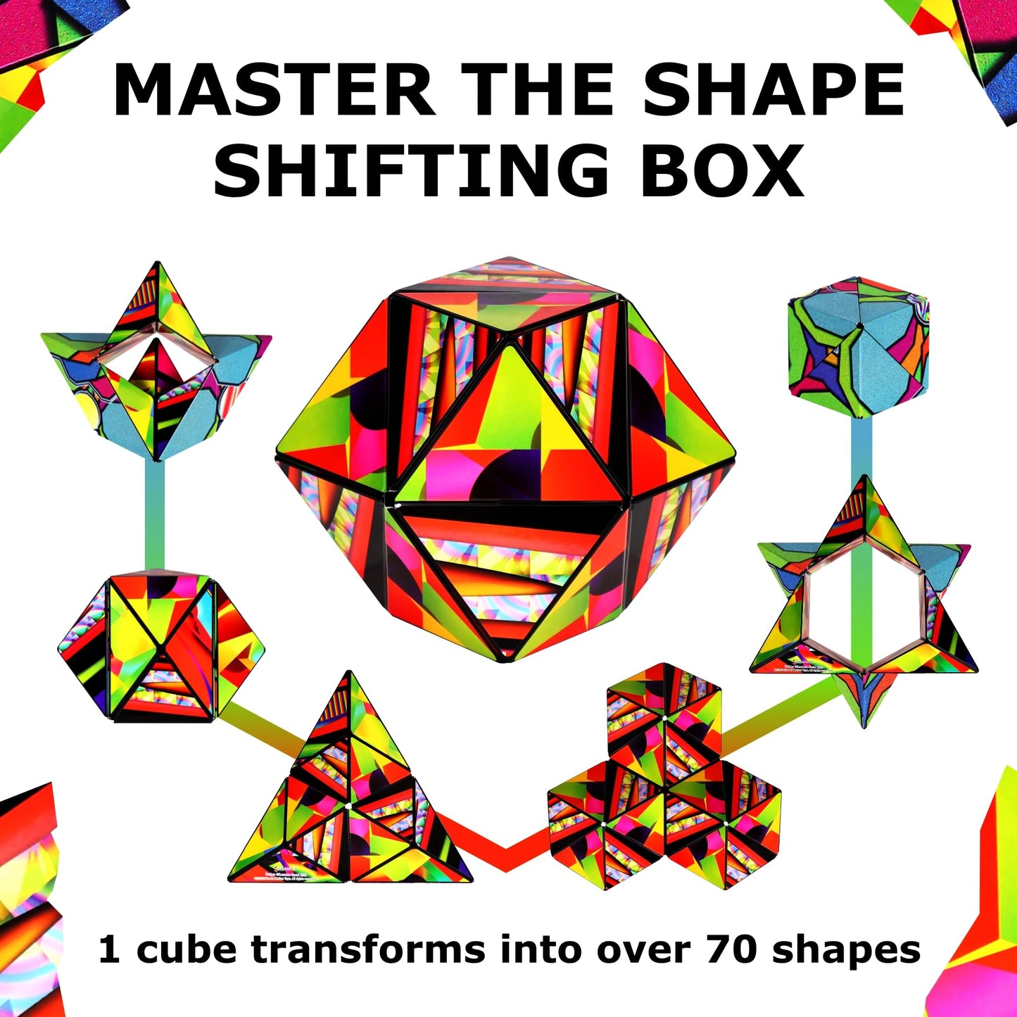SHASHIBO Shape Shifting Box - Award-Winning Fidget Toy w/ 36 Rare Earth Magnets - Fidget Cube Transforms Into Over 70 Shapes, Sensory Toy Gift for Kids, Teens, and Adults (Vapor)