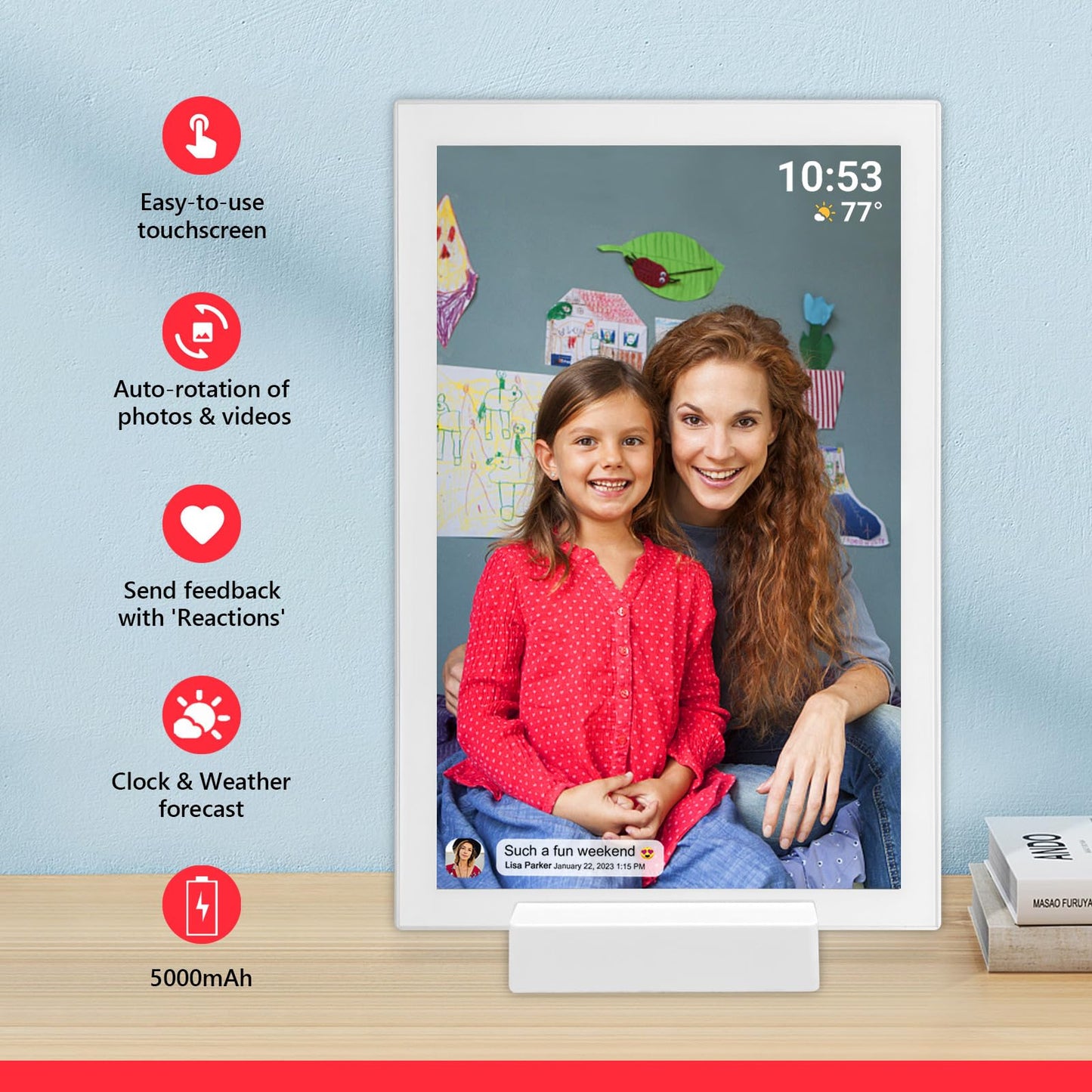32GB FRAMEO 10.1 Inch Smart WiFi Digital Photo Frame 1280x800 IPS LCD Touch Screen, Auto-Rotate Portrait and Landscape, Built in 32GB Memory, Share Moments Instantly via Frameo App from Anywhere