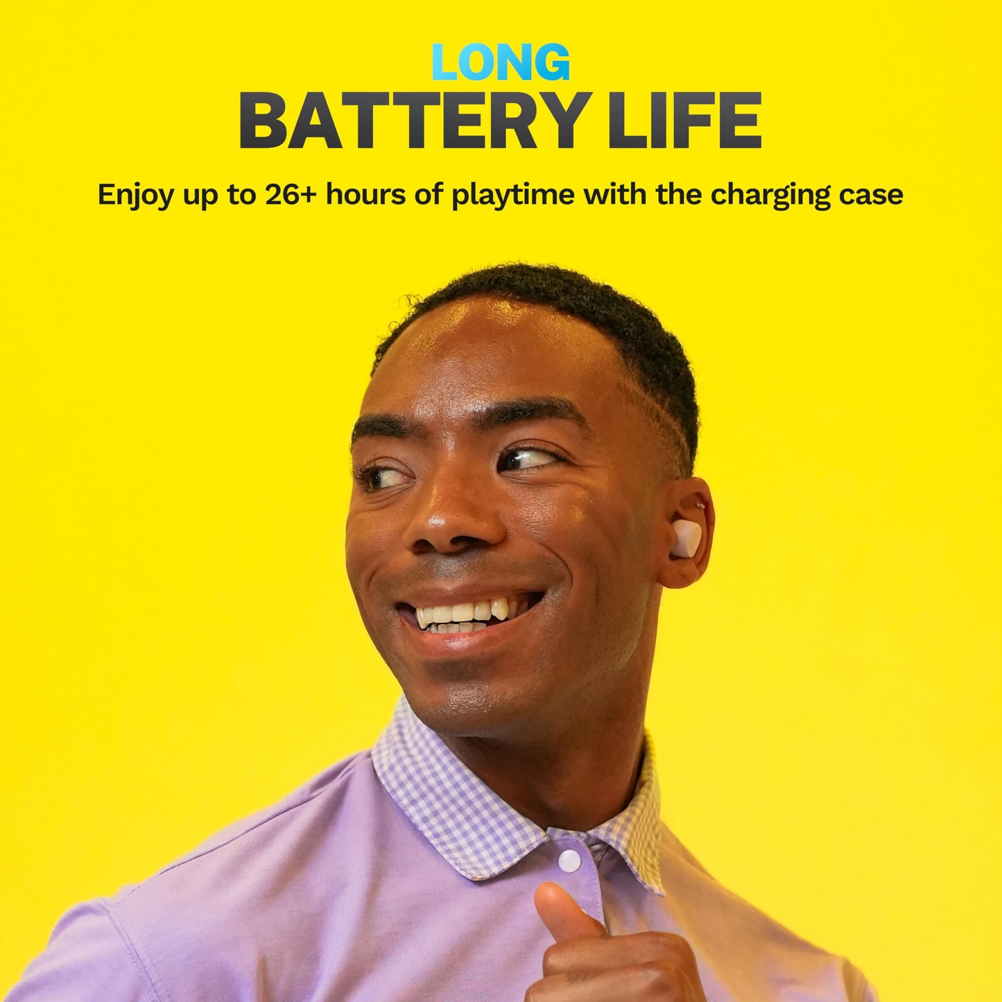 JLab Go Air Pop+ True Wireless Earbuds, in Ear Headphones, Bluetooth Earphones, 35H Playtime Ear Buds, Bluetooth Earbuds with Microphone, USB-C Charging Case, Dual Connect, EQ3 Sound, Black