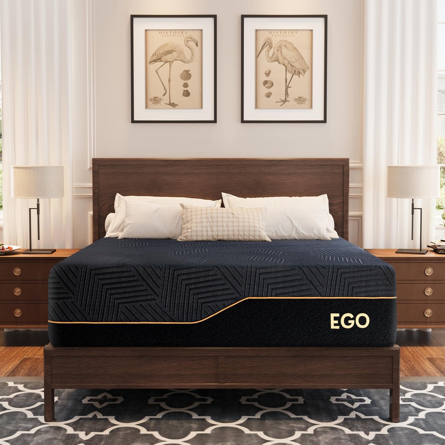 EGOHOME 14 Inch King Size Memory Foam Mattress for Back Pain, Cooling Copper Gel Bed in a Box, Foam Made in USA, CertiPUR-US Certified, Therapeutic Medium Firm, 76x80x14 Black