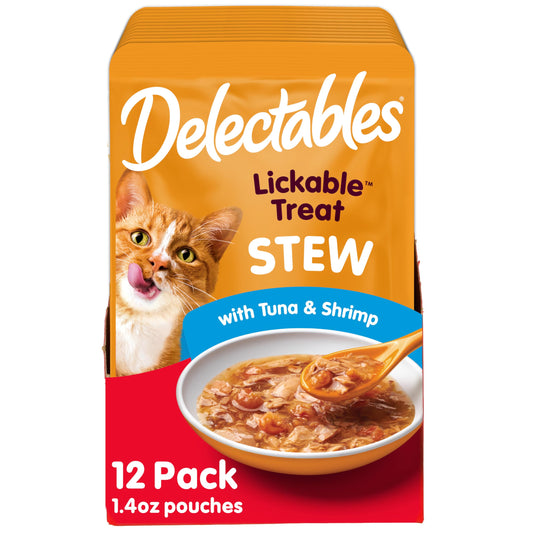 Hartz Delectables Stew Lickable Wet Cat Treats for Adult & Senior Cats, Variety Pack, 1.4 Ounce (Pack of 12)