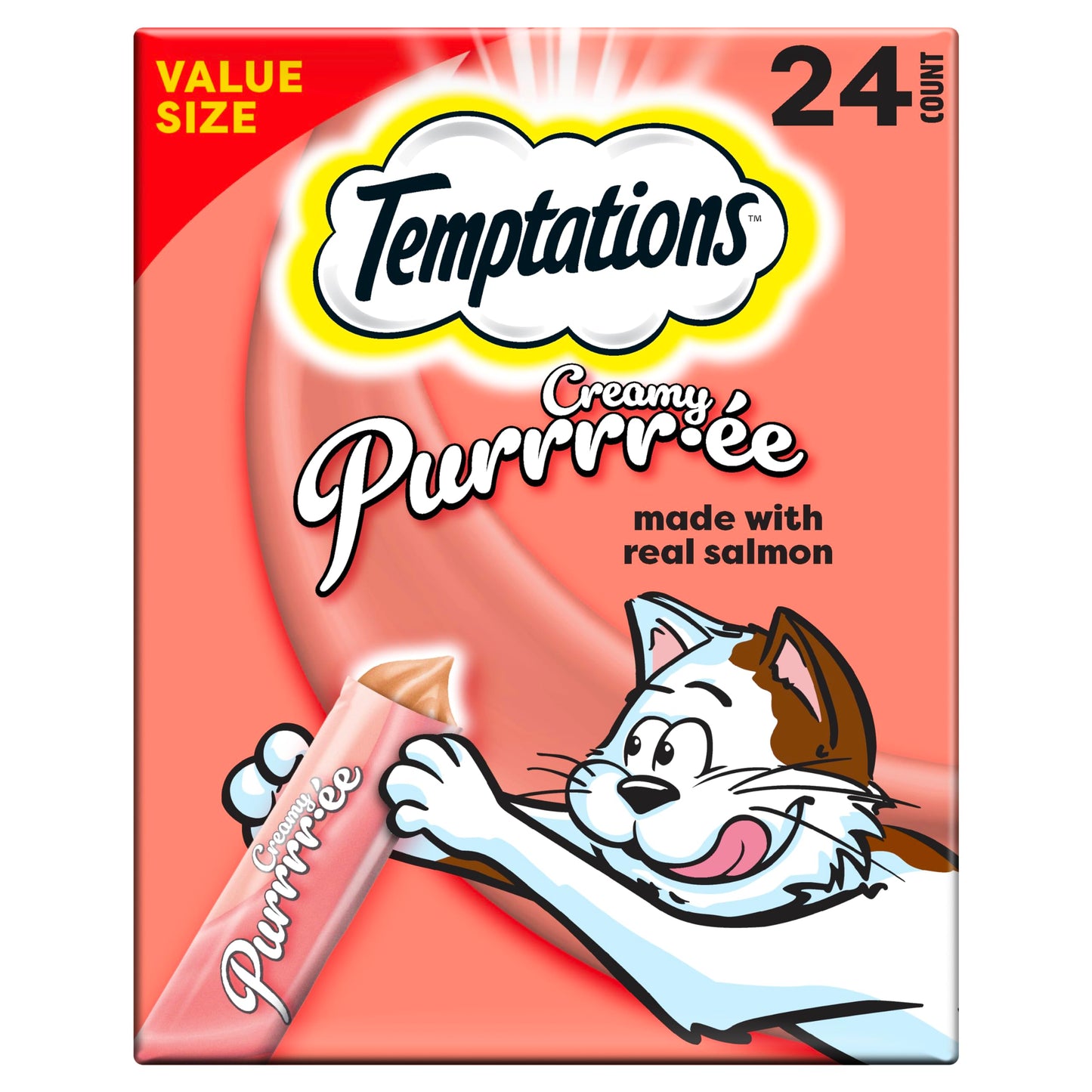Temptations Creamy Puree Variety Pack of Squeezable Cat Treats, 0.42 oz. Tubes, 24 Count