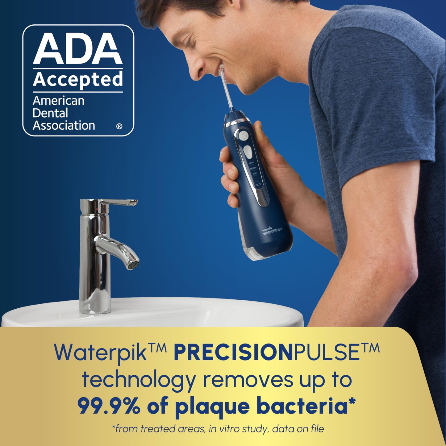 Waterpik Cordless Advanced 2.0 Water Flosser For Teeth, Gums, Braces, Dental Care With Travel Bag and 4 Tips, ADA Accepted, Rechargeable, Portable, and Waterproof, White WP-580, Packaging May Vary