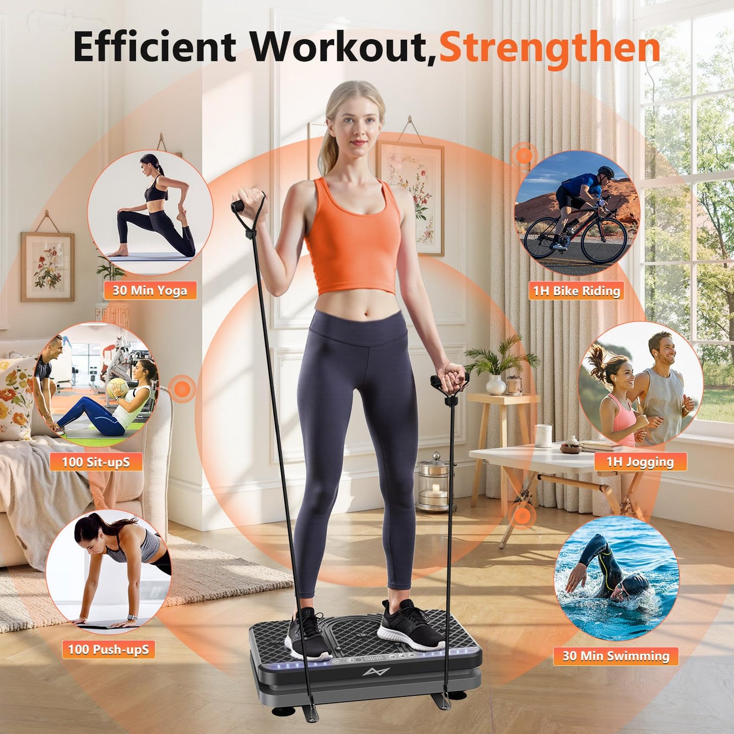 AXV Vibration Plate Fitness Platform Exercise Machine Vibrating Shaking Full Body Shaker Workout Vibrate Stand Shake Board Sport Gym for Weight Loss Fat Burner for Women Men