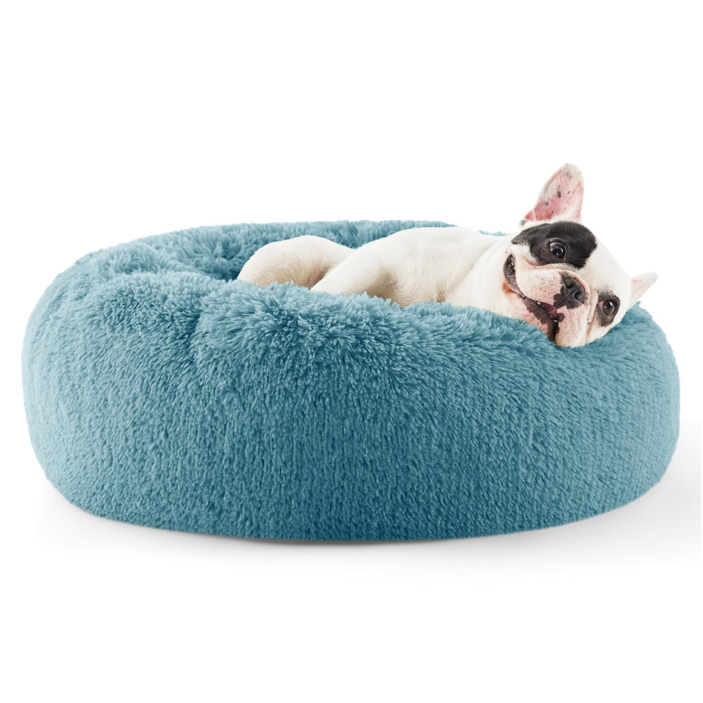 Bedsure Calming Dog Bed Medium Size Dog - Donut Washable Medium Pet Bed, 30 inches Anti-Slip Round Fluffy Plush Faux Fur Cat Bed, Fits up to 45 lbs Pets, Camel